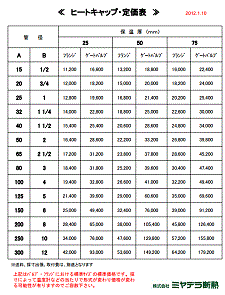 ヒートキャップ定価表